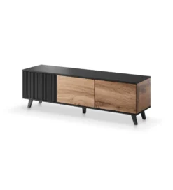 Stolik pod TV RANDOM 150 cm w kolorze dąb wotan z kolorem czarnym