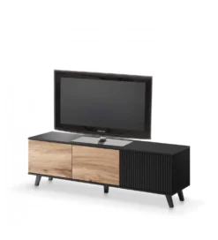 Stolik pod TV RANDOM 150 cm w kolorze dąb wotan z kolorem czarnym