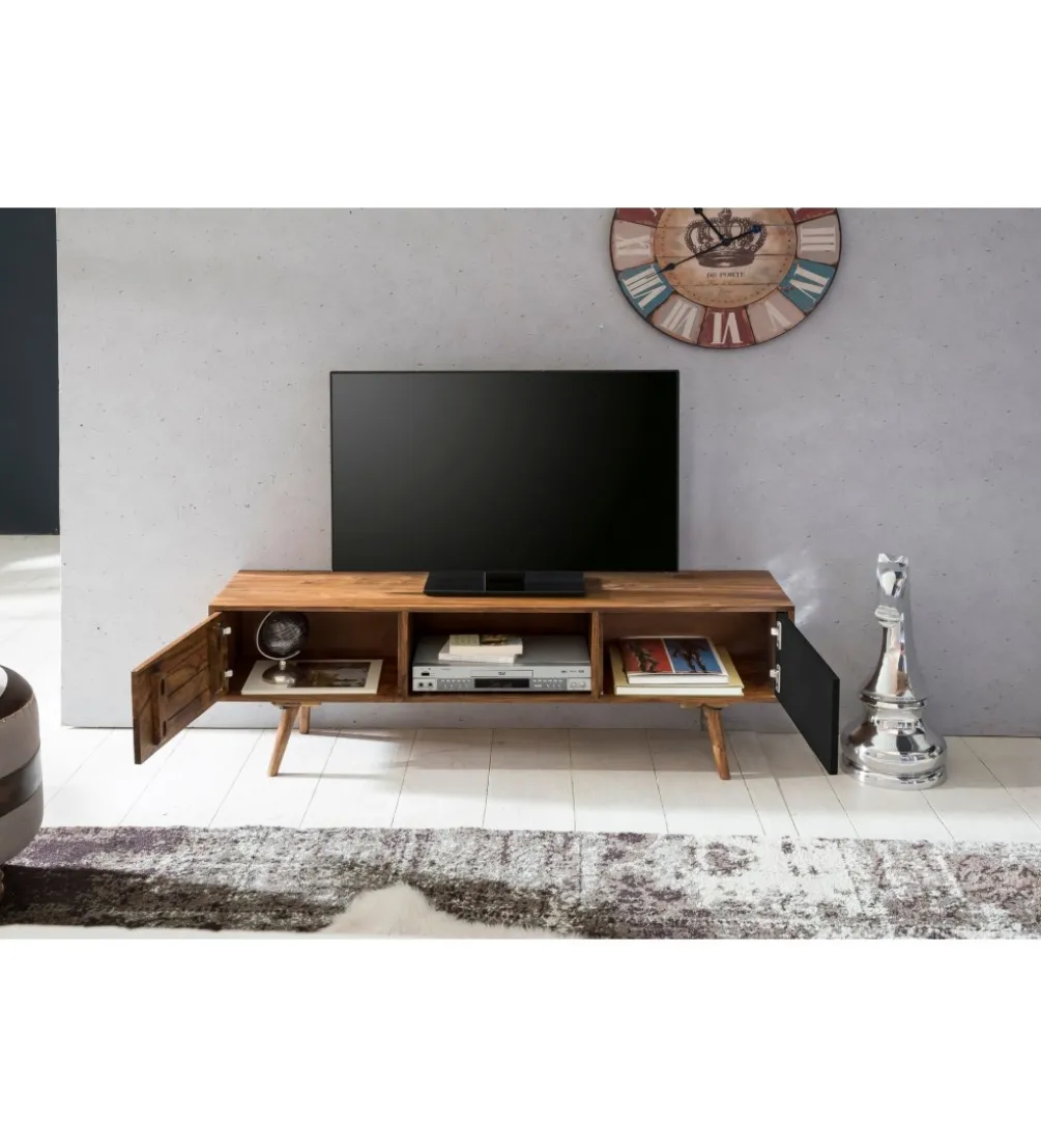 Stolik pod TV REPA 140 cm drewno sheesham czarny
