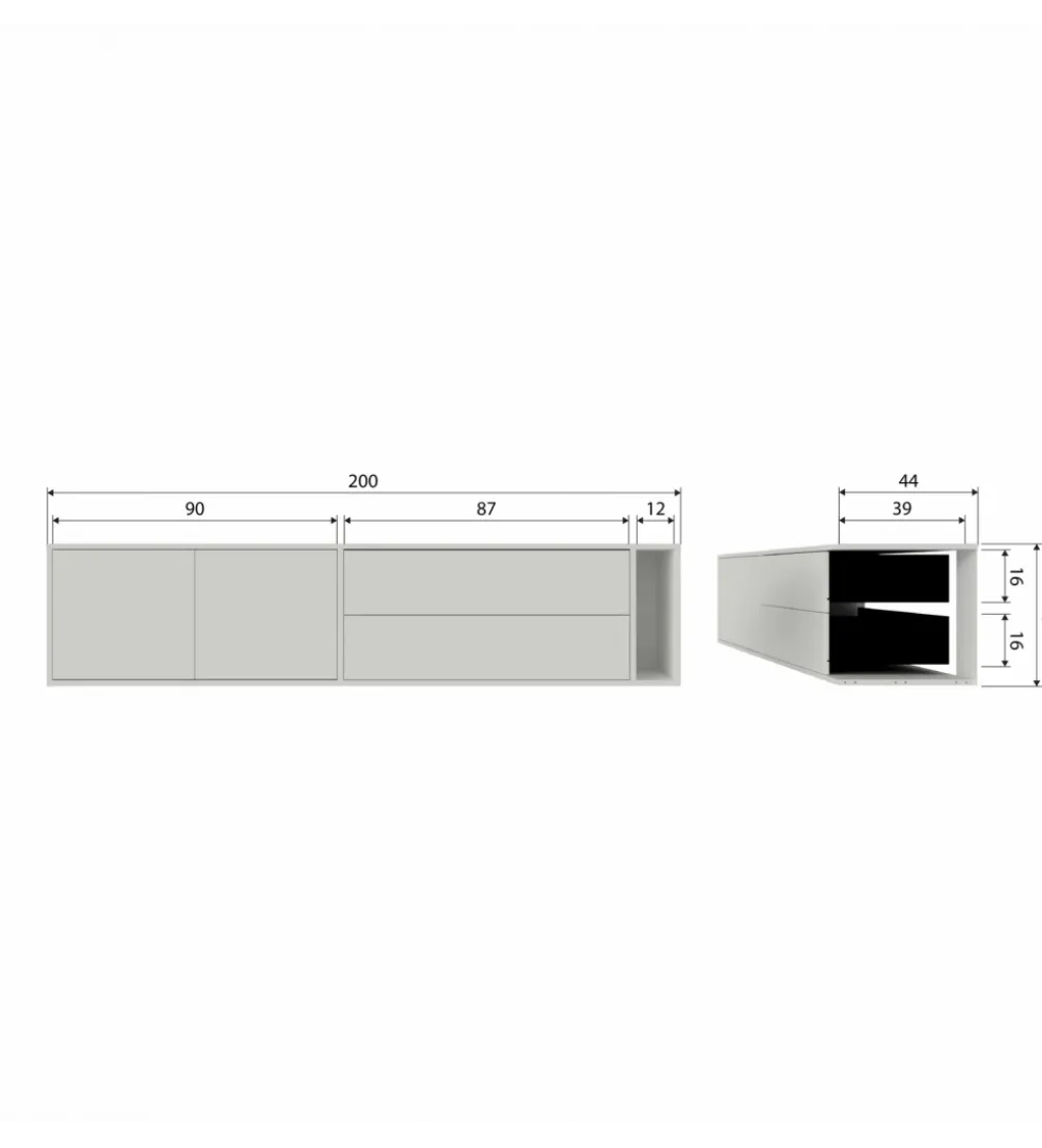 Stolik pod TV SETTLE 200 cm drewno sosny dust