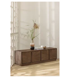 Stolik pod TV SUN 150 cm drewno teak brązowy