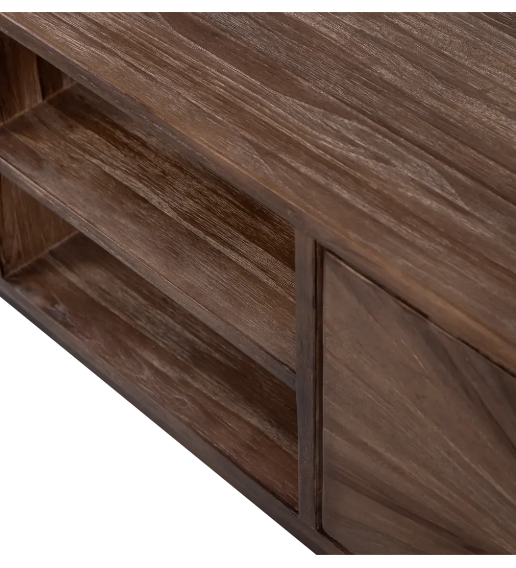 Stolik pod TV SUN 200 cm drewno teak brązowy