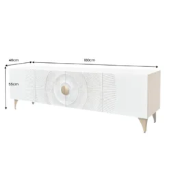 Stolik pod TV SWEET GOLDEN SUNSET 180 cm drewno mango biała