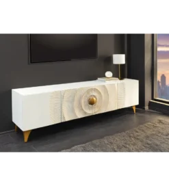 Stolik pod TV SWEET GOLDEN SUNSET 180 cm drewno mango biała