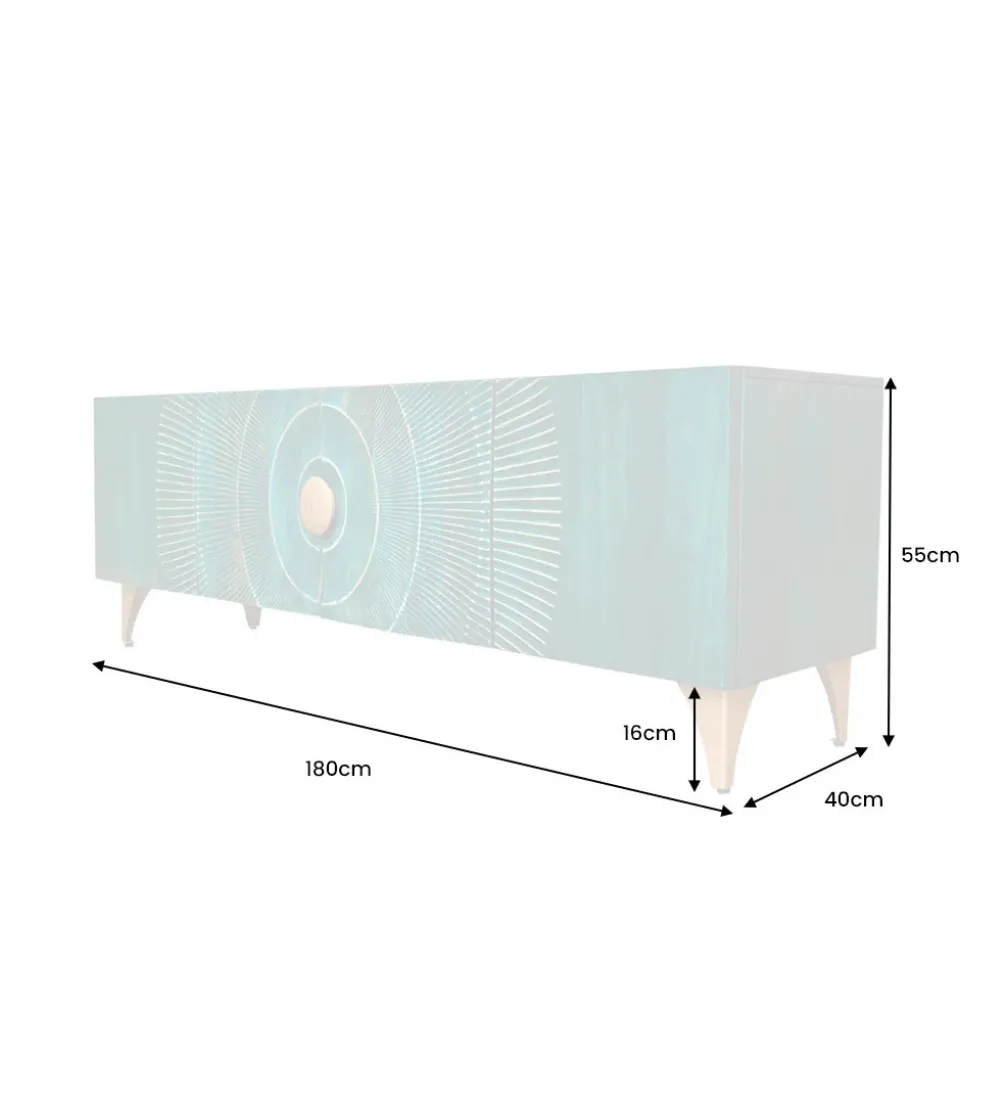 Stolik pod TV SWEET GOLDEN SUNSET 180 cm drewno mango turkusowa
