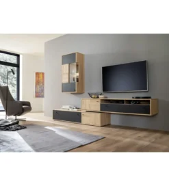 Stolik pod TV VALENCIA 306 cm antracytowo naturalny