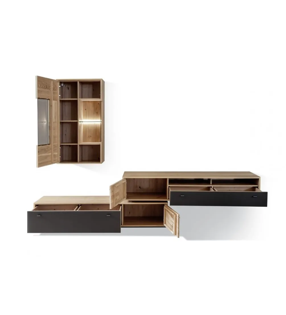 Stolik pod TV VALENCIA 306 cm antracytowo naturalny