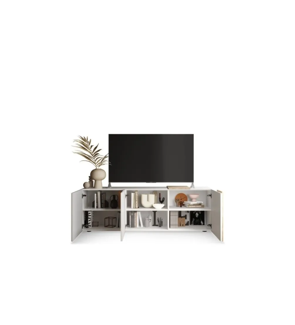 Stolik pod TV VENUS 181 cm biały z dodatkiem koloru dąb Cadiz