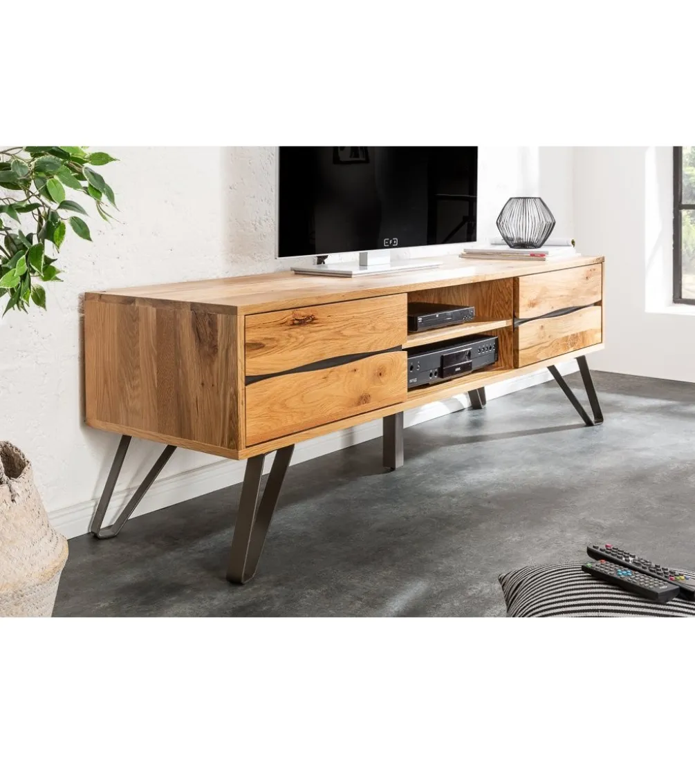 Stolik pod TV VIVENTE Living Edge 160 cm drewno dąb dziki