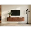 Stolik pod TV wiszący ADLON 160 cm drewno mango wzór 3D