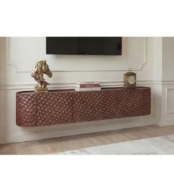 Stolik pod TV wiszący ADLON 160 cm drewno mango wzór 3D