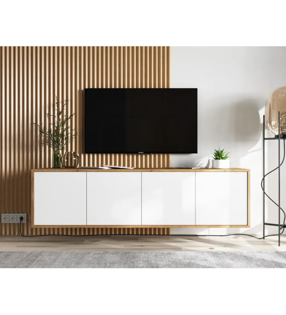Stolik pod Tv wiszący Apollo B 150 cm biały
