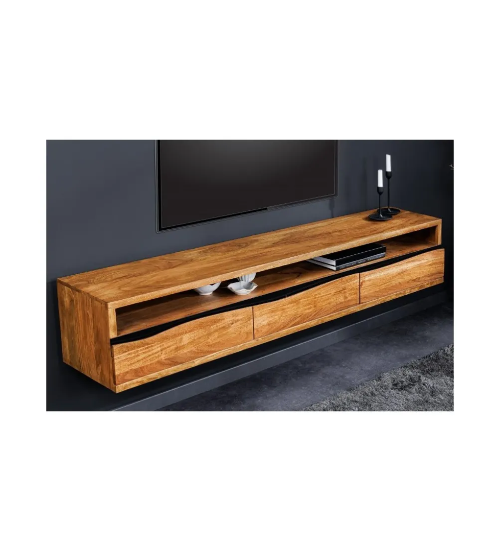 Stolik pod TV wiszący ARKTYKA Mammut 160 cm drewno akacja honey OUTLET