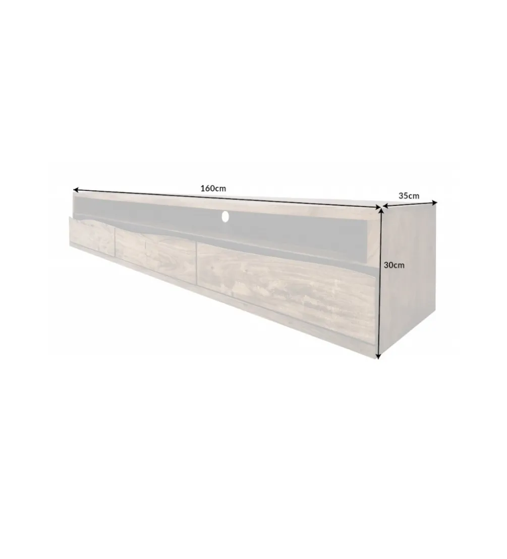 Stolik pod TV wiszący ARKTYKA Mammut 160 cm drewno akacja honey