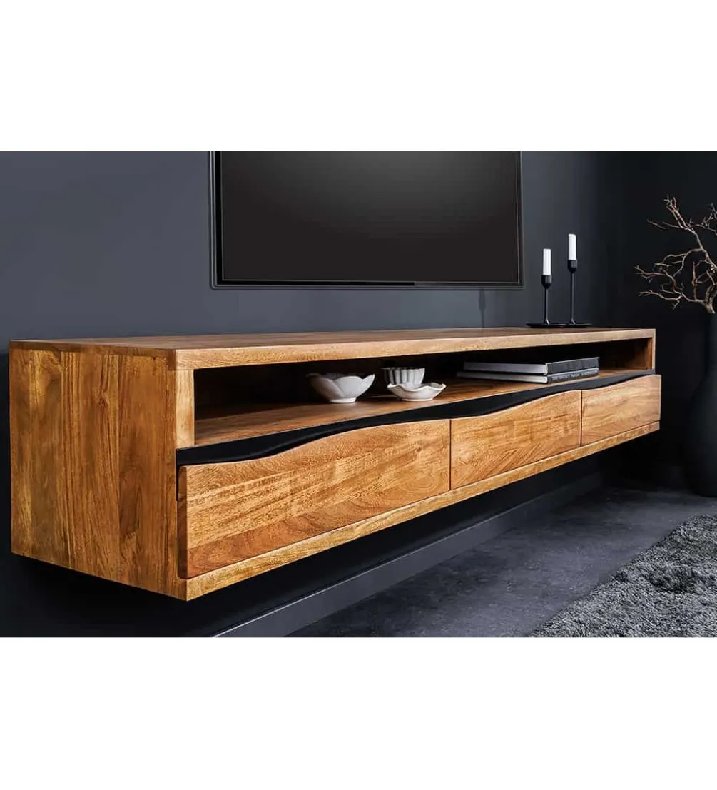 Stolik pod TV wiszący ARKTYKA Mammut 160 cm drewno akacja honey