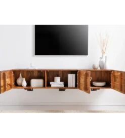 Stolik pod Tv wiszący DAVIDE Scorpion 160 cm drewno mango brąz