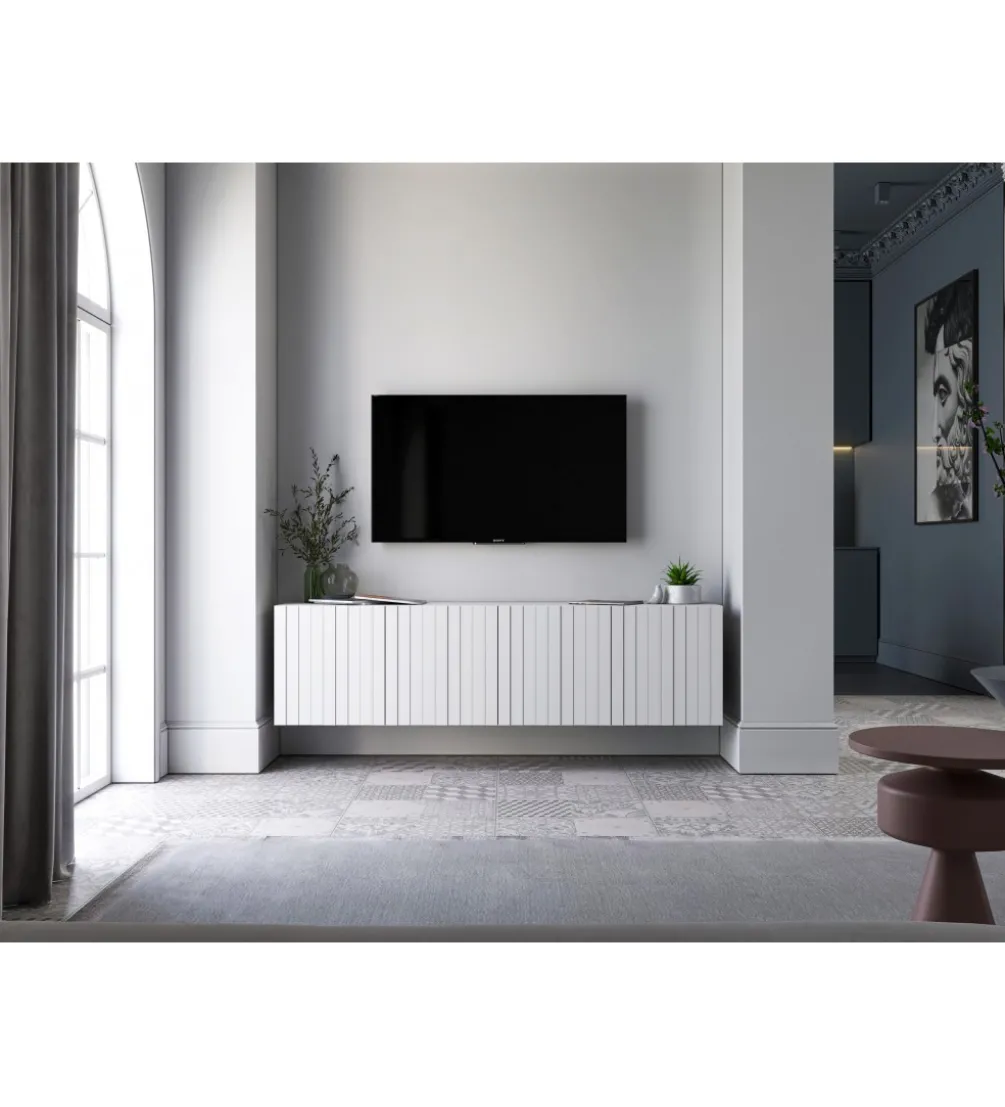 Stolik pod TV wiszący ELPIS 150 cm biały