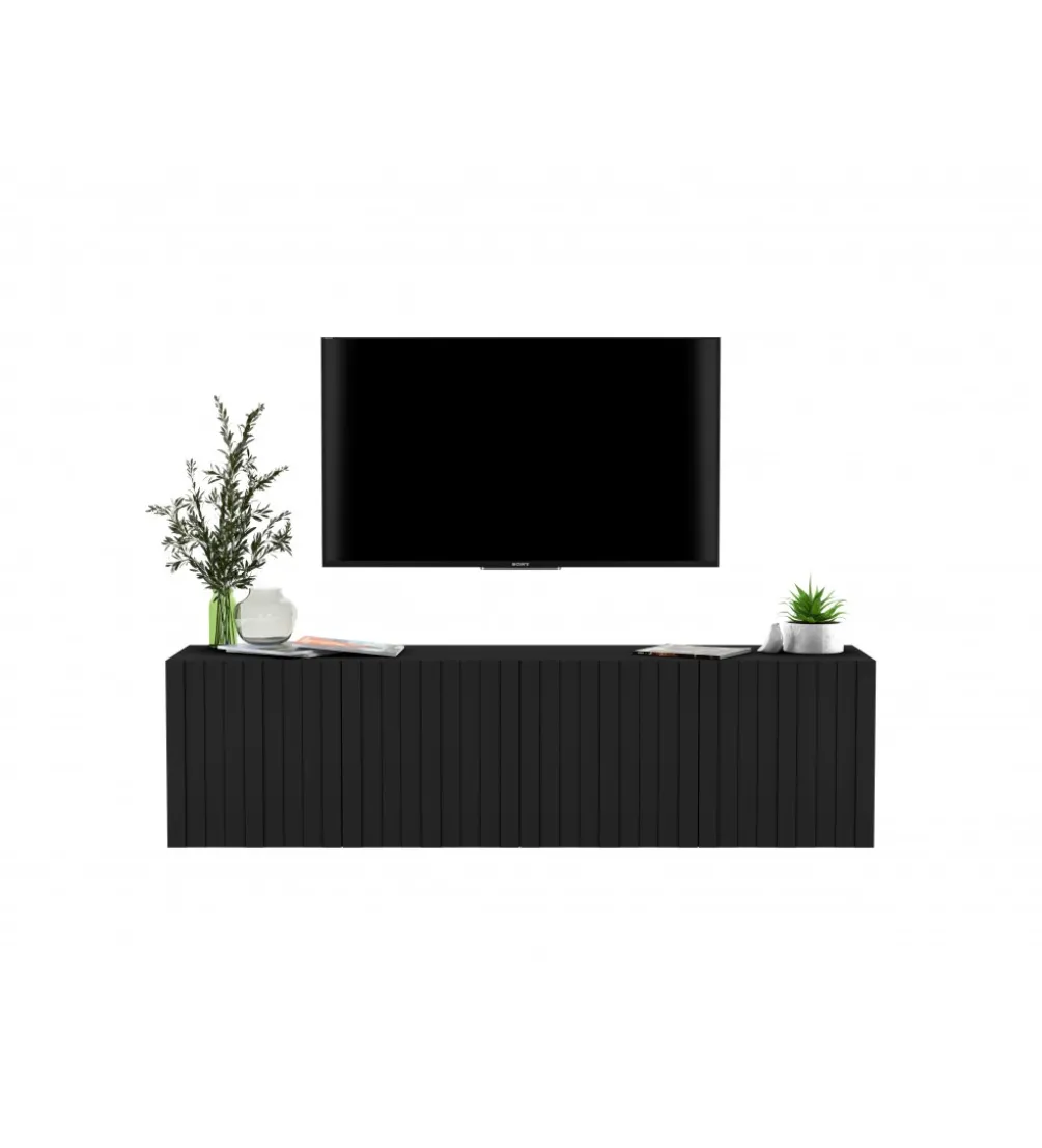 Stolik pod TV wiszący ELPIS 150 cm czarny