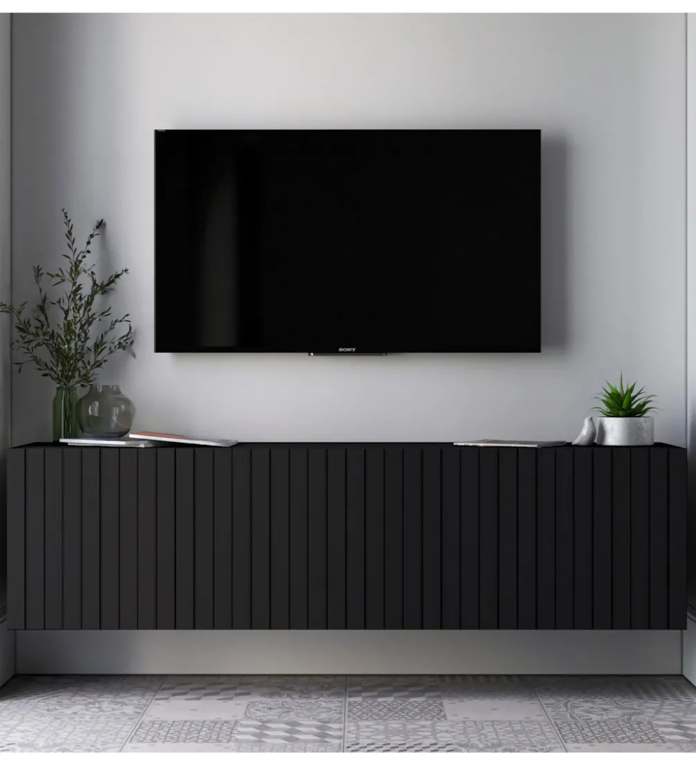 Stolik pod TV wiszący ELPIS 150 cm czarny