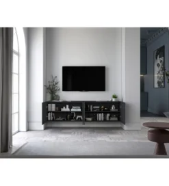 Stolik pod TV wiszący ELPIS 150 cm czarny