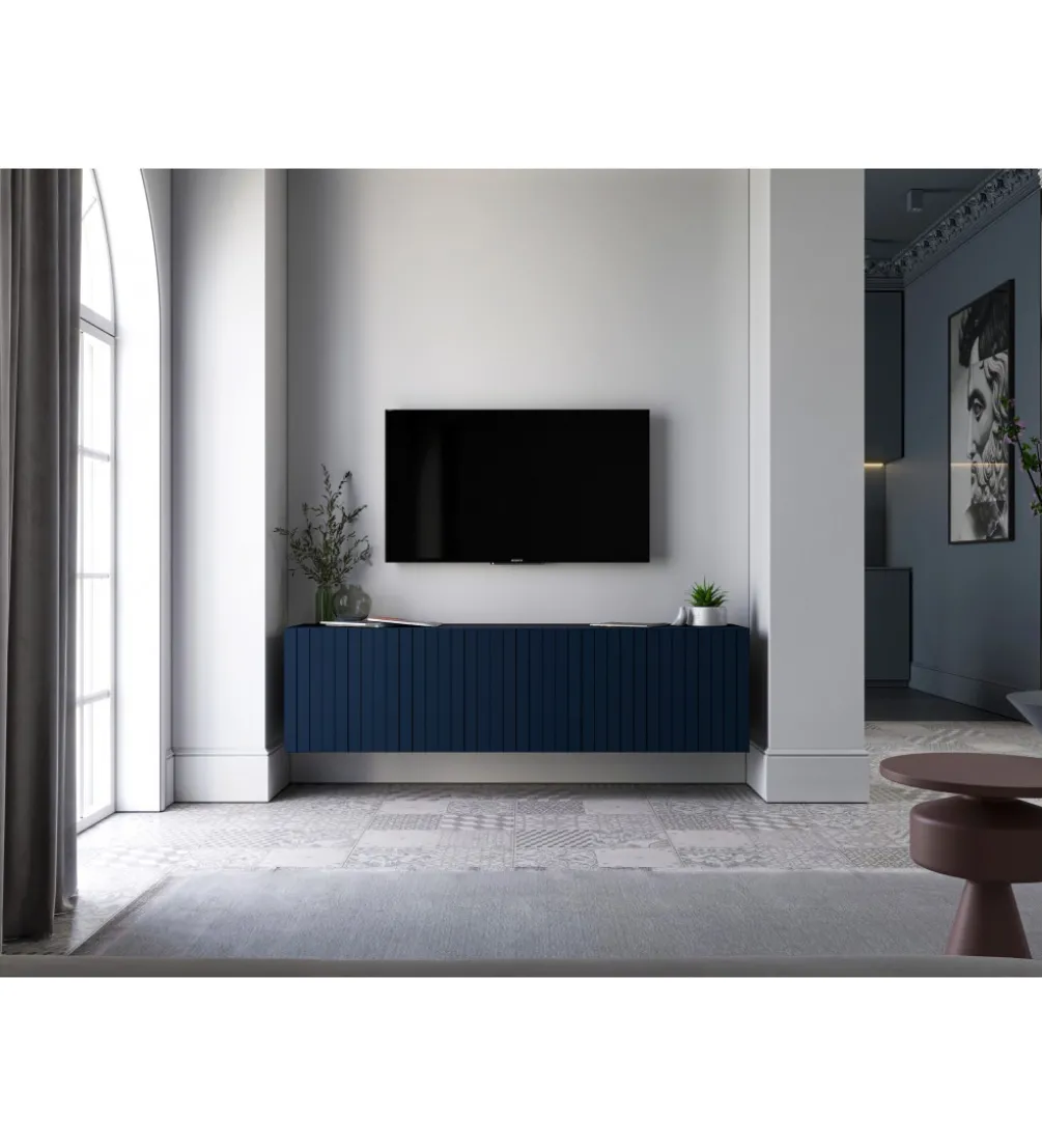 Stolik pod TV wiszący ELPIS 150 cm granatowy