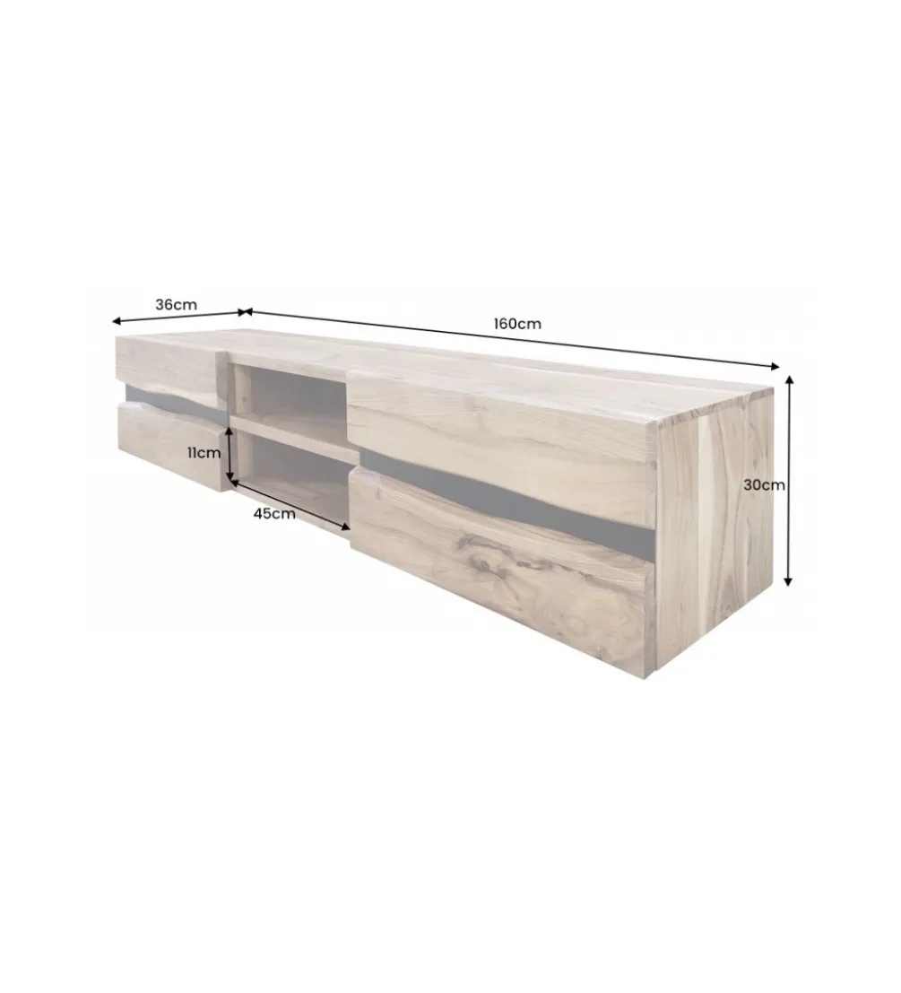 Stolik pod Tv wiszący EUFRAT Amazonas 160 cm drewno akacja