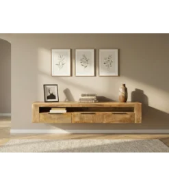 Stolik pod TV wiszący IRON CRAFT 160 cm drewno mango