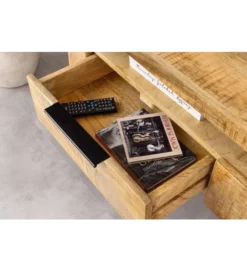 Stolik pod TV wiszący IRON CRAFT 160 cm drewno mango