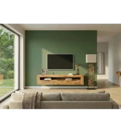 Stolik pod TV wiszący IRON CRAFT 160 cm drewno mango