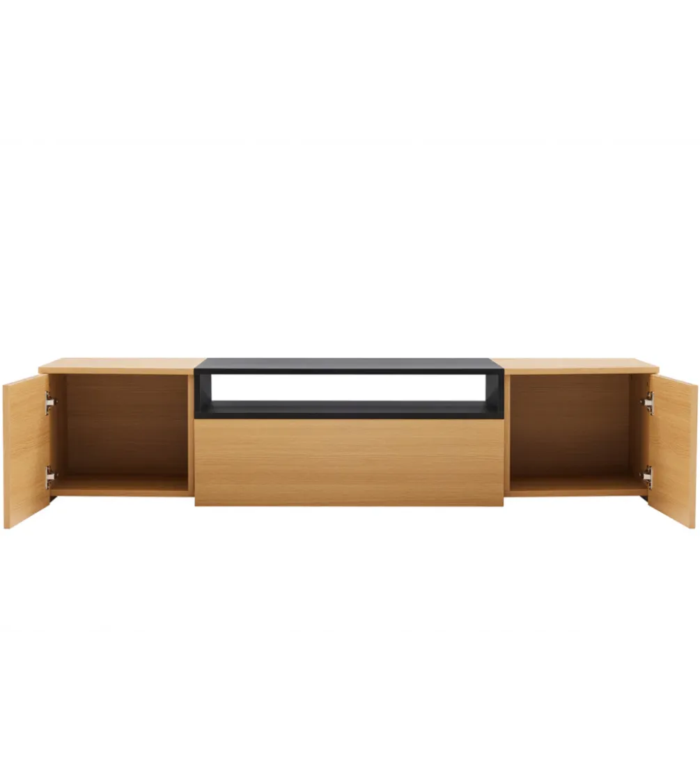 Stolik pod TV wiszący LOFT 160 cm naturalna czarna