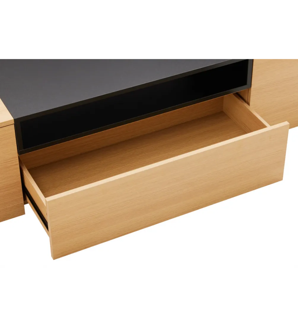 Stolik pod TV wiszący LOFT 160 cm naturalna czarna