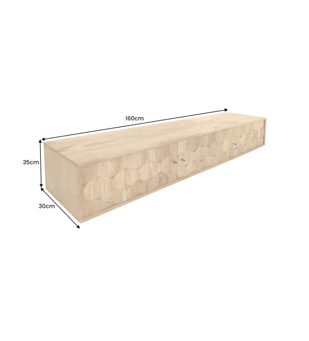 Stolik pod TV wiszący MYSTIC LIVING 160 cm drewno akacja