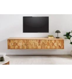 Stolik pod TV wiszący MYSTIC LIVING 160 cm drewno akacja