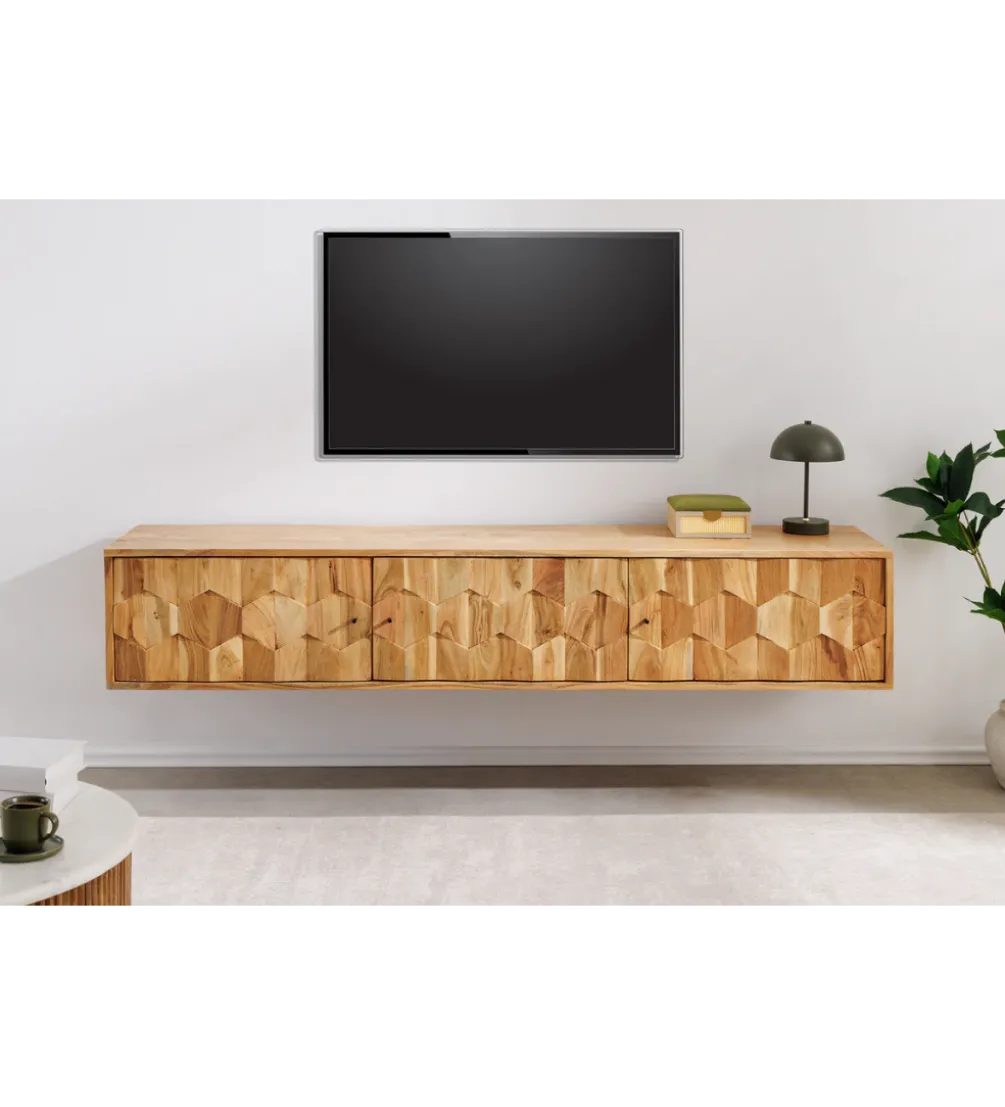 Stolik pod TV wiszący MYSTIC LIVING 160 cm drewno akacja