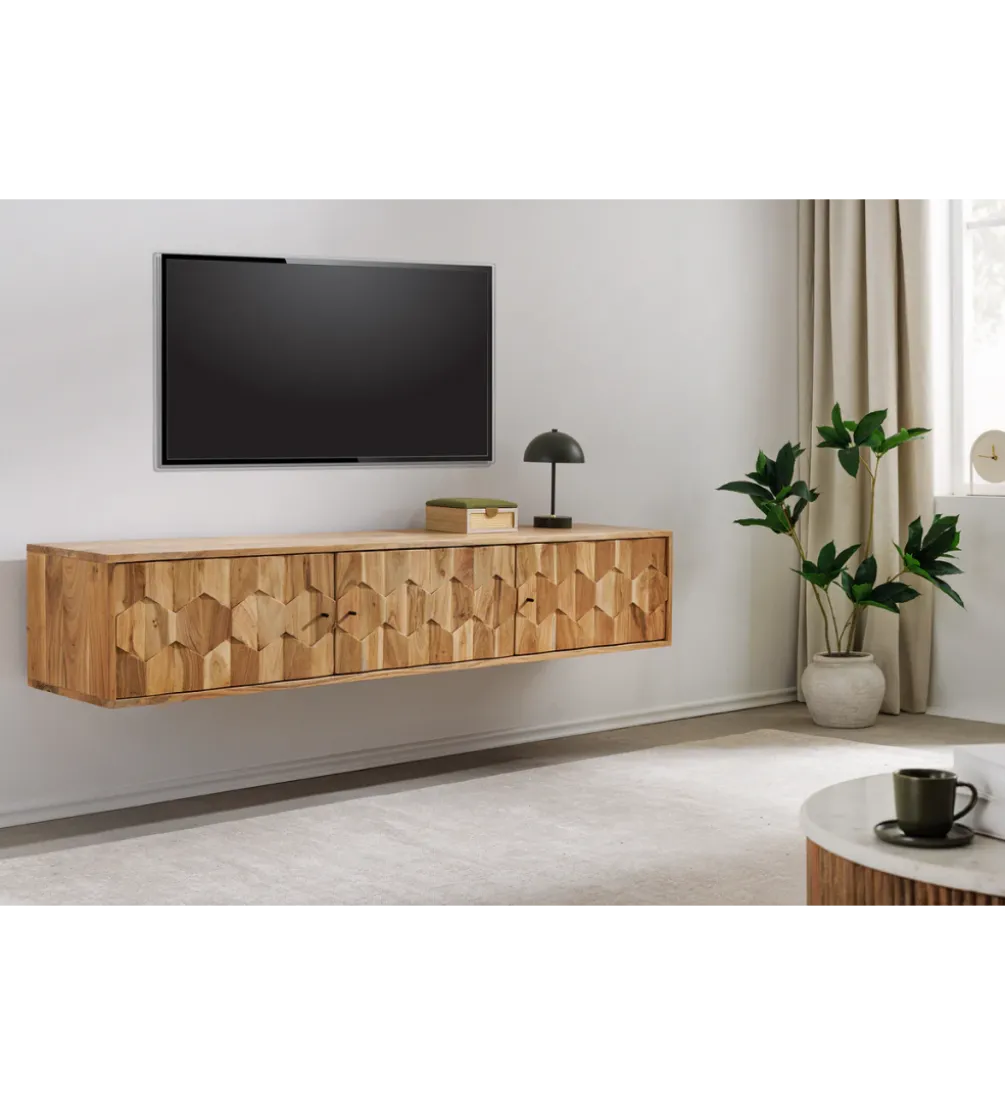 Stolik pod TV wiszący MYSTIC LIVING 160 cm drewno akacja