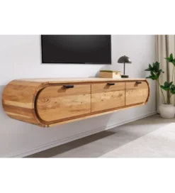 Stolik pod TV wiszący ORGANIC 160 cm drewno akacja
