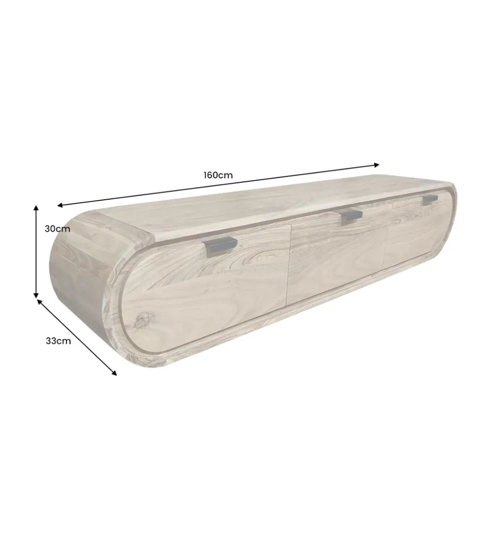 Stolik pod TV wiszący ORGANIC 160 cm drewno akacja