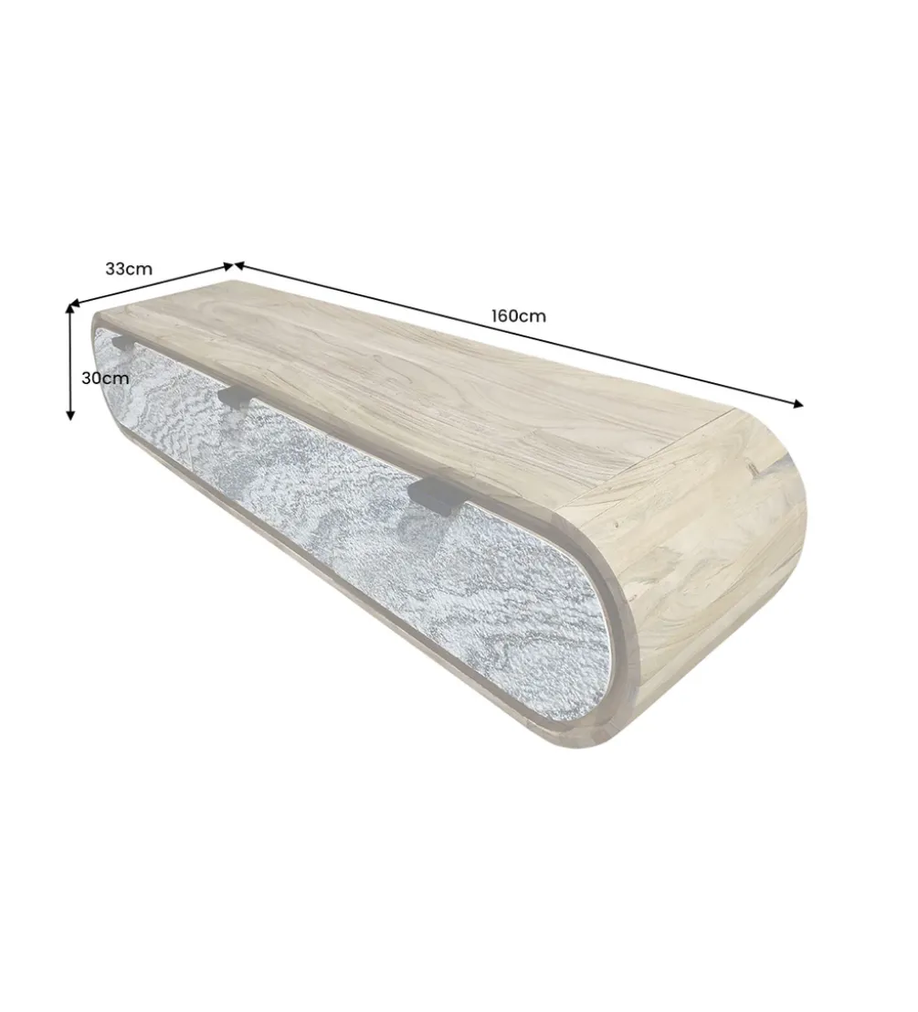 Stolik pod TV wiszący ORGANIC 160 cm drewno akacja kolor kamienia