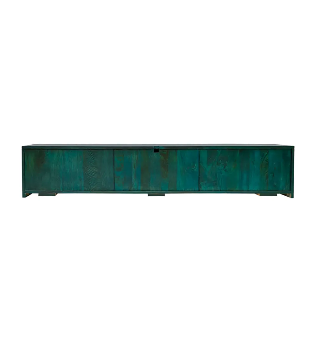 Stolik pod TV wiszący SWEET GOLDEN SUNSET 160 cm drewno mango turkusowy