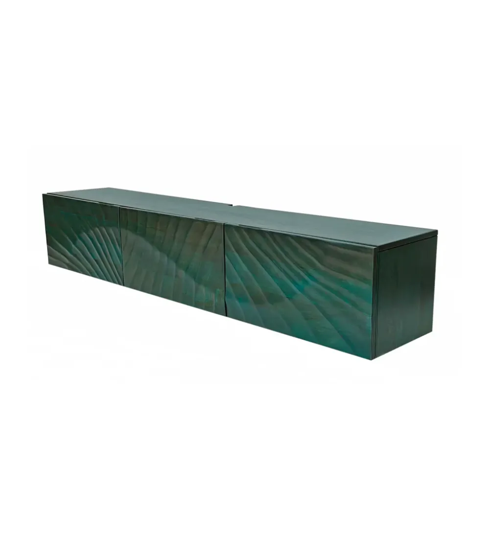 Stolik pod TV wiszący SWEET GOLDEN SUNSET 160 cm drewno mango turkusowy
