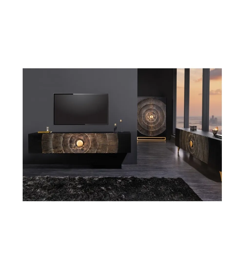 Stolik pod TV wiszący SWEET GOLDEN SUNSET 160 cm drewno mango