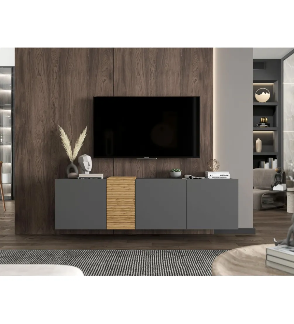 Stolik pod TV wiszący VANTA 160 cm antracyt mat