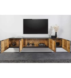 Stolik pod TV wiszący ZEUS Scorpion 200 cm drewno mango