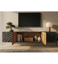 Stolik pod TV wiszący ZEUS Scorpion 200 cm drewno mango