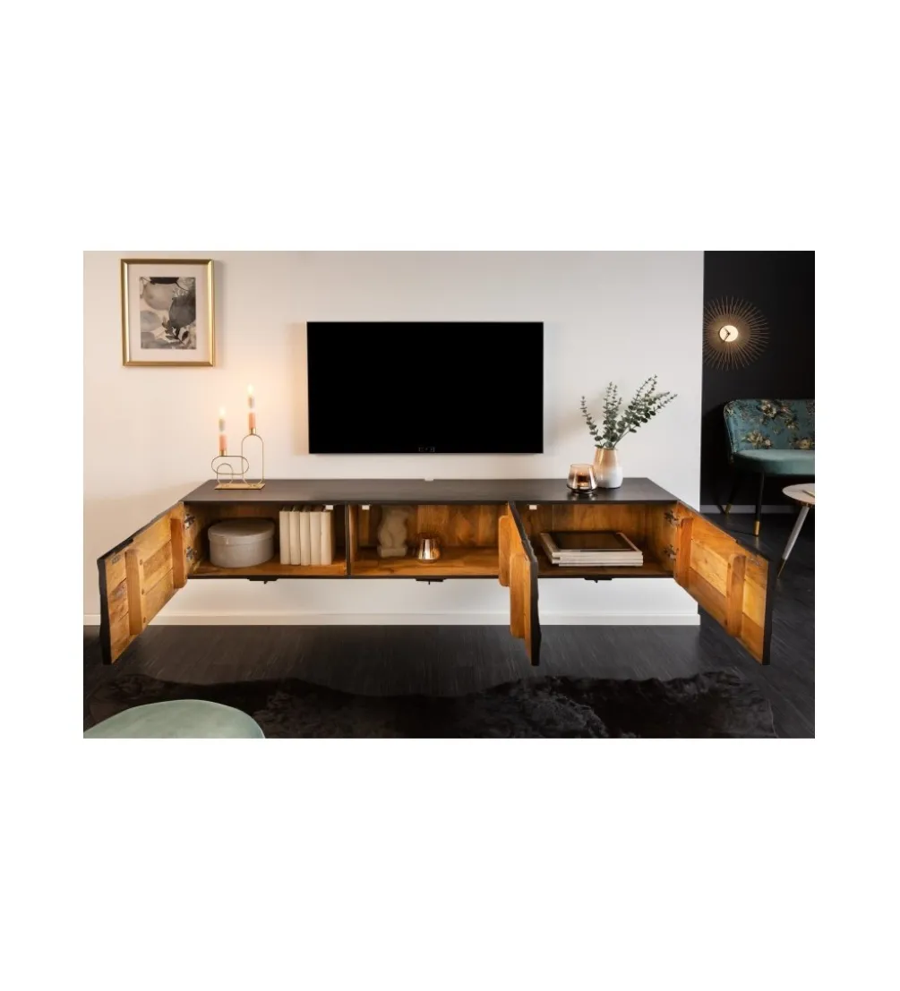 Stolik pod TV wiszący ZEUS Scorpion 160 cm drewno mango