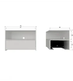 Stolik pod TV YISSA 70 cm półka otwarta szara