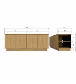 Stolik pod TV ZUMA 133 cm drewno dębu naturalna