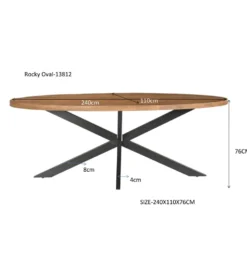 Stół owalny ROCKY 240 cm drewno mango