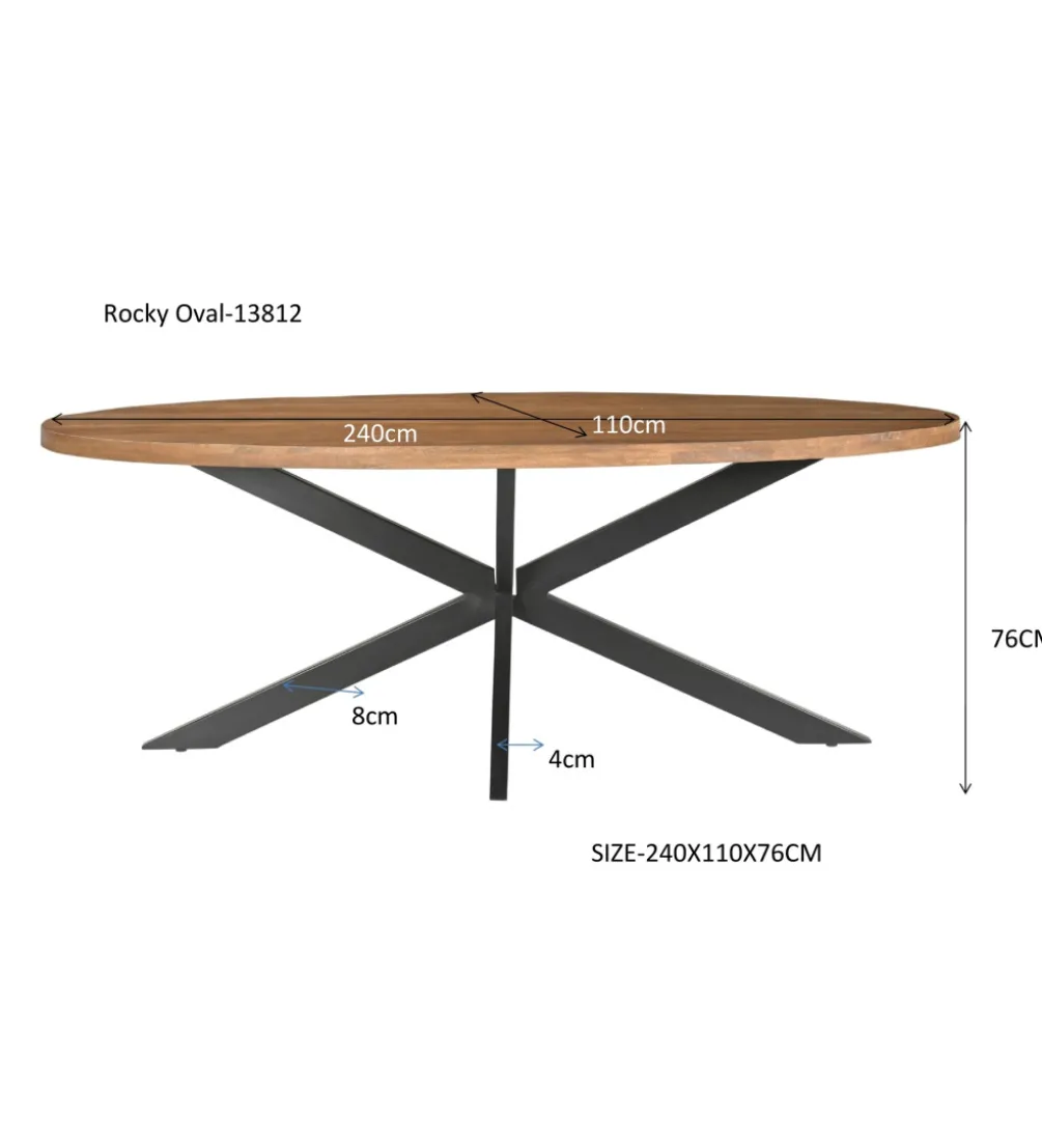 Stół owalny ROCKY 240 cm drewno mango