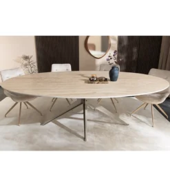 Stół owalny TRAVERTIN 220 cm ceramika w optyce trawertynu